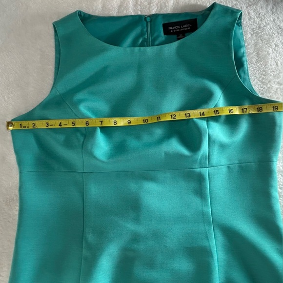 Black Label by Evan Picone Teal Sleeveless Fitted Zipper Midi Dress Size 12 - Picture 11 of 15